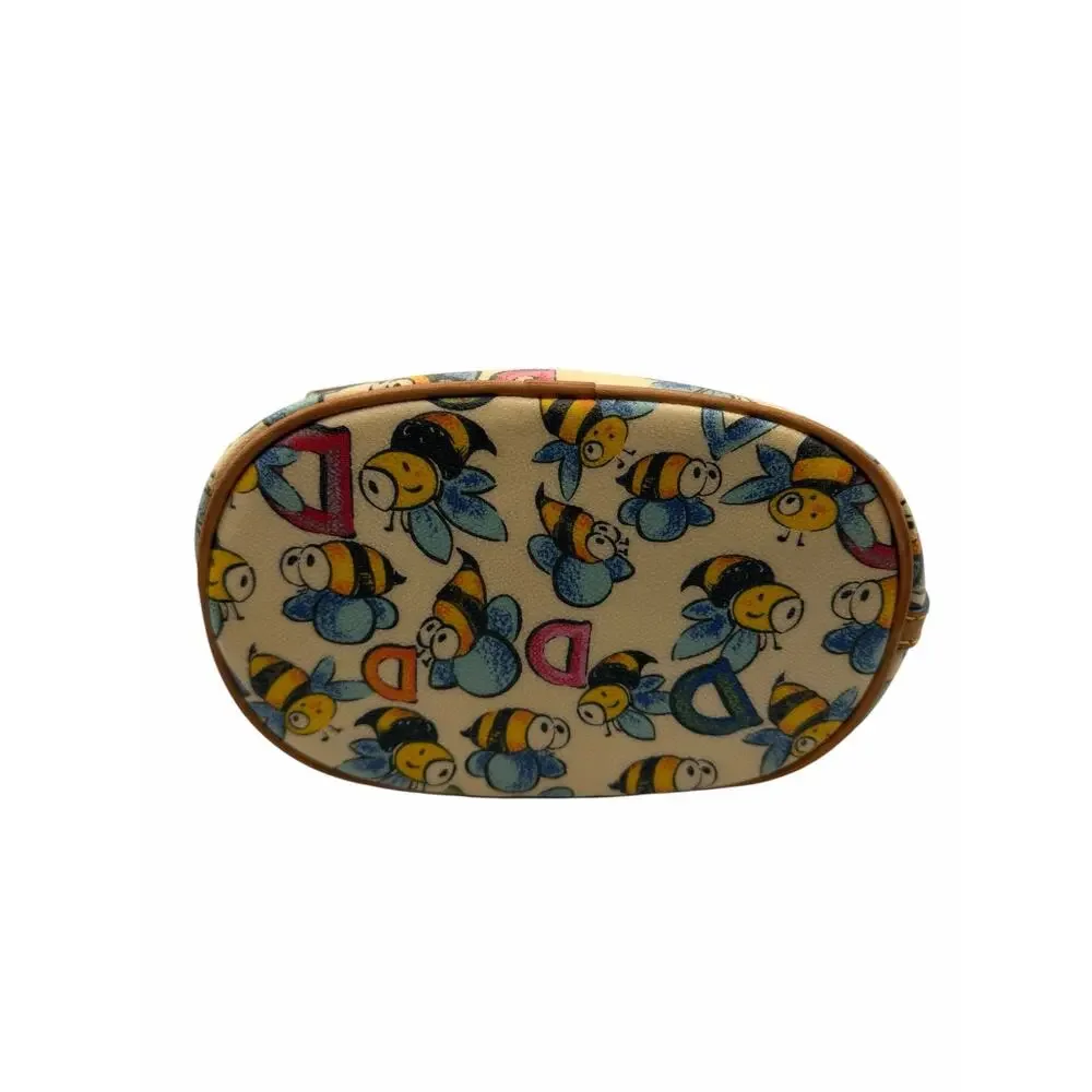 Dooney & Bourke Bumble Bee Print Small Hobo Shoulder Bag Rainbow Zip Rare Y2K